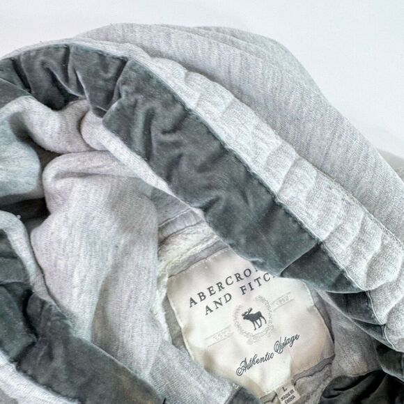 VTG Abercrombie & Fitch Hoodie Womens Large Gray Solid Long-Sleeve Drawstring - Picture 4 of 9